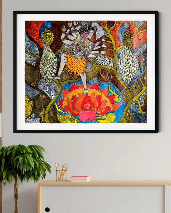 Shiva Tandav Madhubani Art Painting