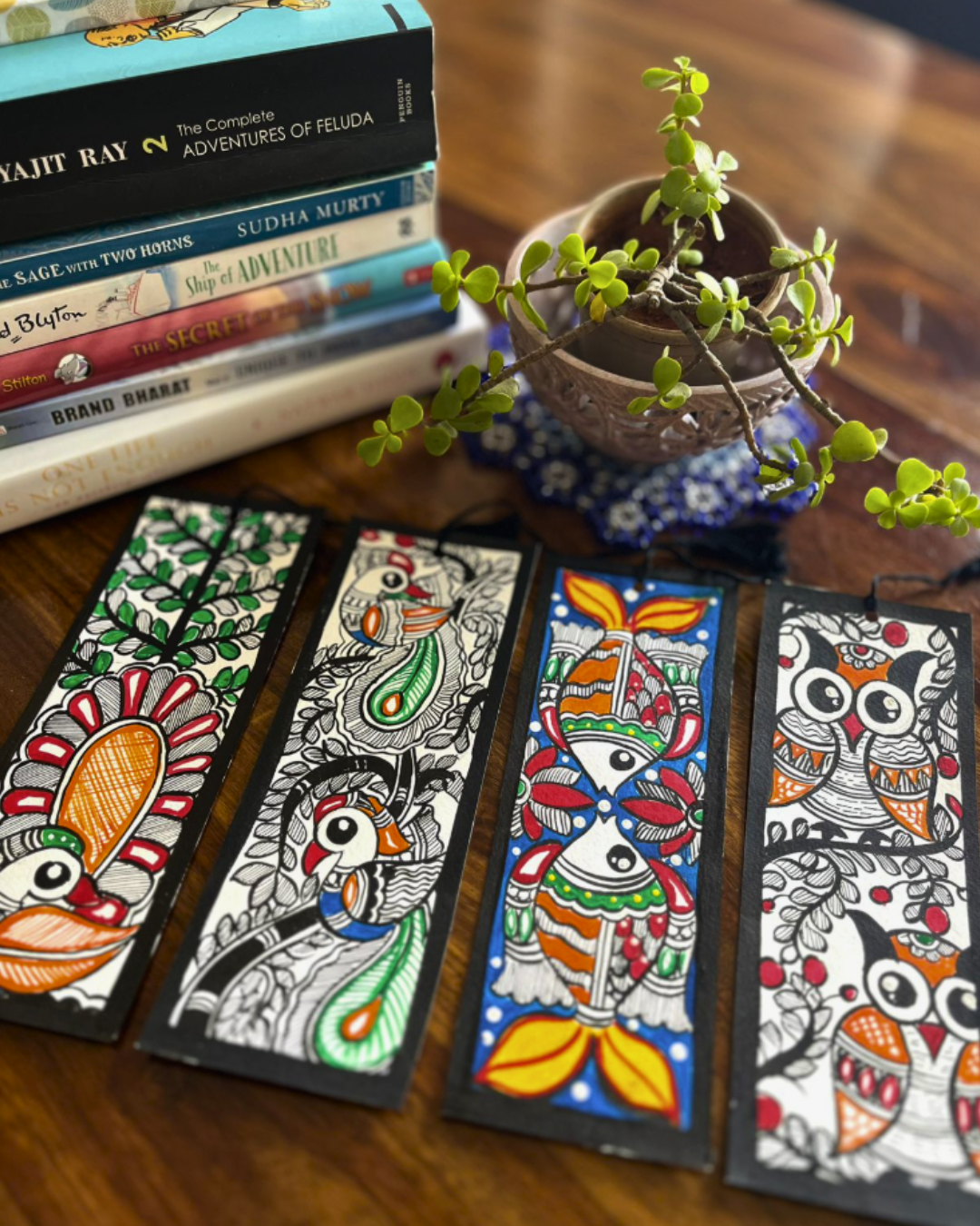 Madhubani Handpainted Bookmark Set (Set of 4)